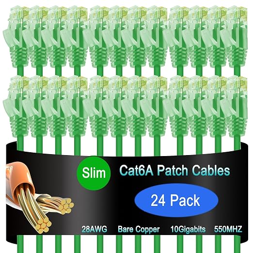 Cat6a Slim Ethernet Patch Cable 1.5 ft, Cat6a Patch Cable by Lysymixs