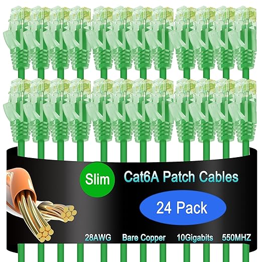 Cat6a Slim Ethernet Patch Cable 2 ft, Cat6a Patch Cable by Lysymixs