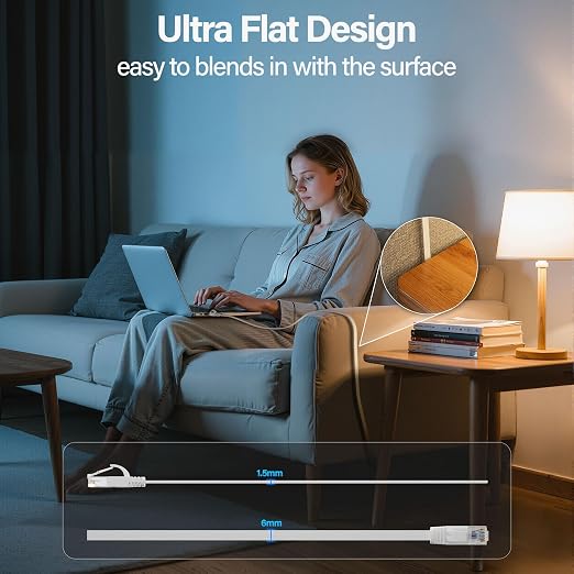 Cat 6 Flat Ethernet Cable 35 FT, UTP 10Gbps High-Speed Cat6 Ethernet Cable - Image 3