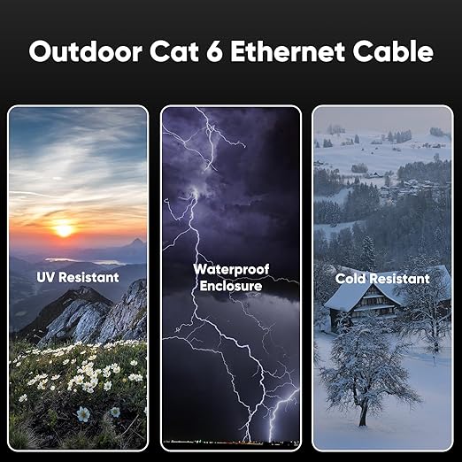 Cat 6 Outdoor Ethernet Cable 9 ft, 24AWG 10Gbps High Speed Cat6 Ethernet Cable - Image 2