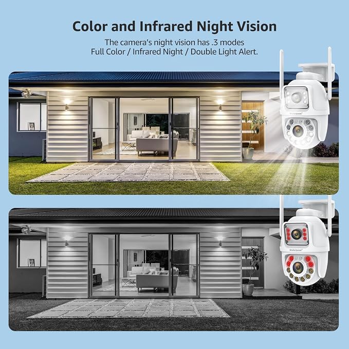 BOAVISION 2Pack 2.4G/5G WiFi Outdoor Security Camera, Dual Lens Wireless PTZ - Image 5