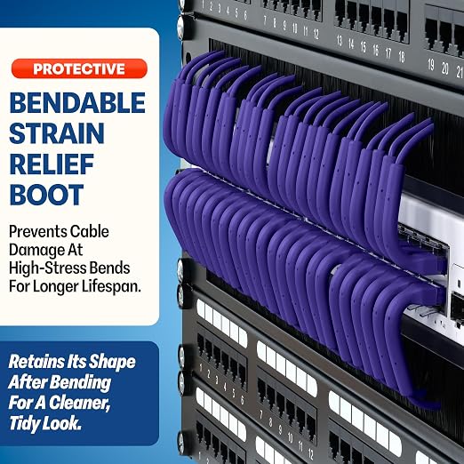 Everest Ultra Slim Cat6a Ethernet Patch Cables 0.5ft Purple - Image 3