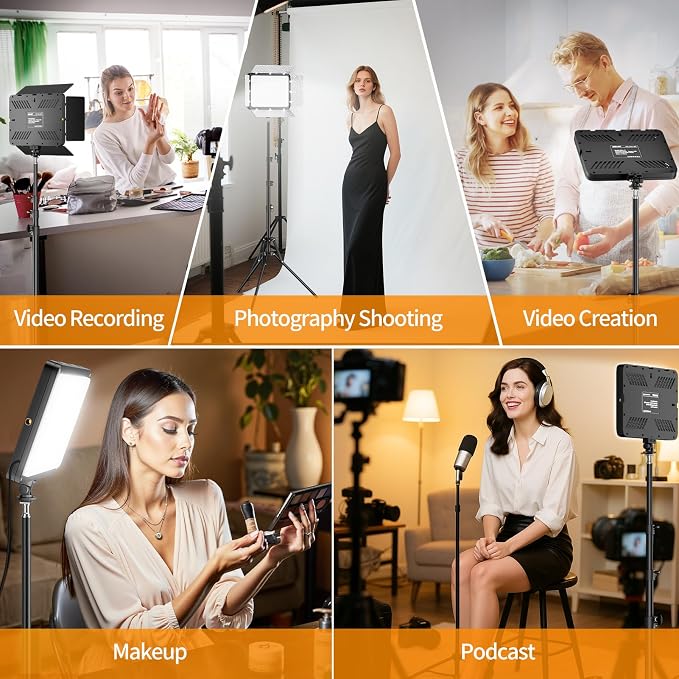 EMART LED Video Light Kit with Phone Holder & Barndoor, 2800-7000K Dimmable - Image 6