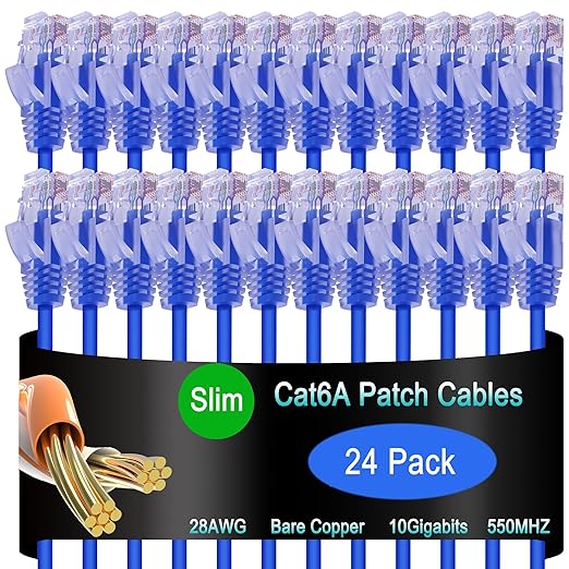 Cat6a Slim Ethernet Patch Cable 5 ft, Cat6a Patch Cable by Lysymixs