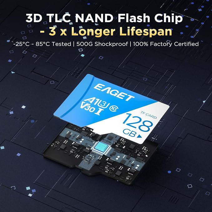 EAGET 2-Pack 128GB TF Memory Card Up to 100MB/s Read - Image 4