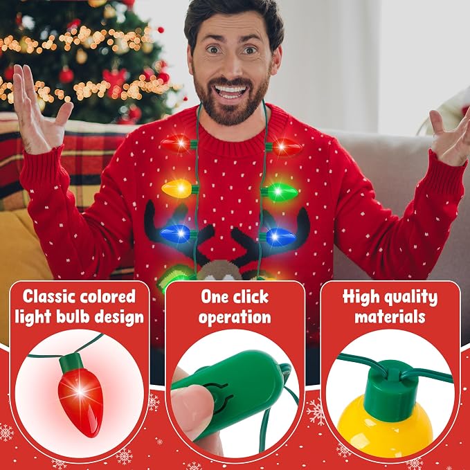 Blowata 9PCS Christmas Light Necklace Light up, 3 Modes Christmas Necklace - Image 3