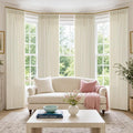 Cream Beige Pinch Pleated Linen Curtains 84 Inch 4 Panels Set by Twodrapes