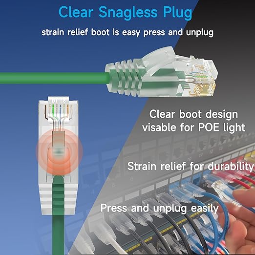 Cat6a Slim Ethernet Patch Cable 1 ft, Cat6a Patch Cable - Image 4