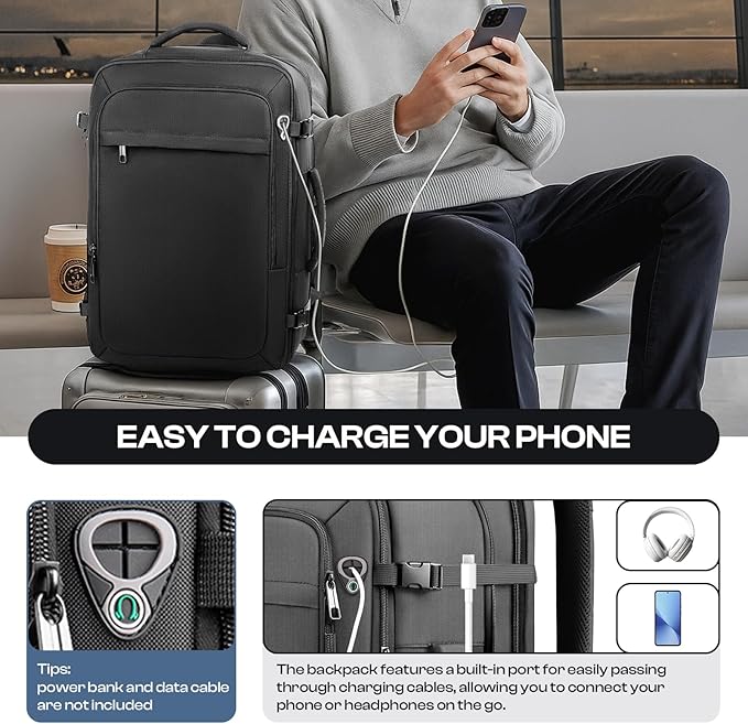 Carry on Backpack for 1-10 Days Trips, Extra Large 40L-50L Travel Backpack TSA - Image 6