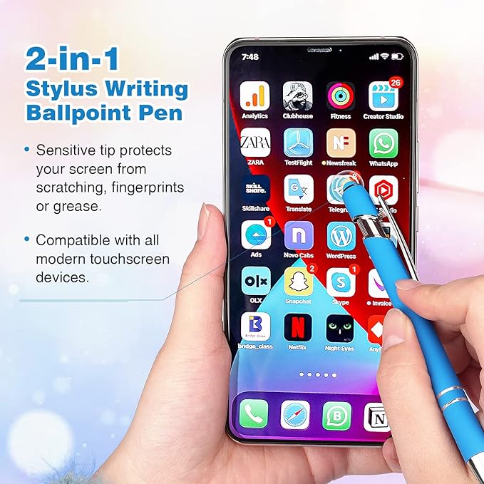 8 Pack Ballpoint Pen 2-in-1 Stylus Retractable Ballpoint Pen - Image 5