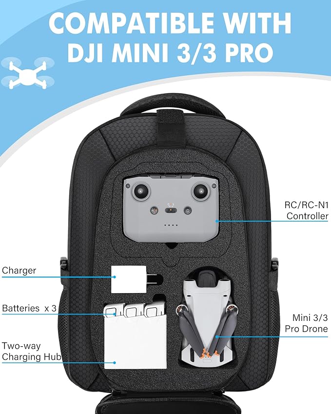 PEKREWS Mini 4 Pro Case, Mini 3/4 Pro Waterproof Hard Carrying Case, Large - Image 3