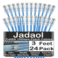 Jadaol UL Listed Patch Cables Cat 6a / Cat 6 3 ft 24-Pack, 10Gbps 550MHz Slim by Jadaol