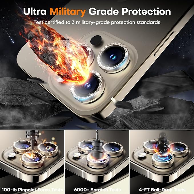 for iPhone 15 Pro/15 Pro Max Camera Lens Protector, Tempered Glass Screen - Image 5
