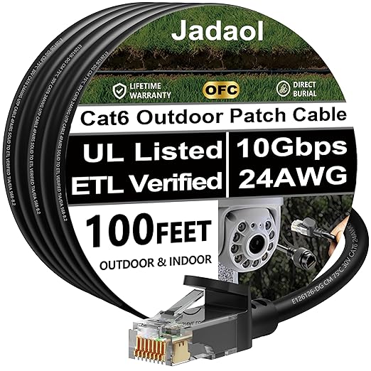 Jadaol Cat 6 Ethernet Cable 100ft, Outdoor&Indoor, Support Cat8/7 Network LAN by Jadaol