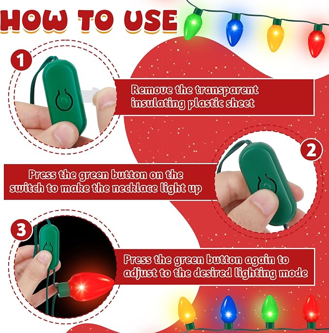 QZYL 24 Pack Light Up Christmas Necklace, Colorful Christmas Necklaces - Image 4