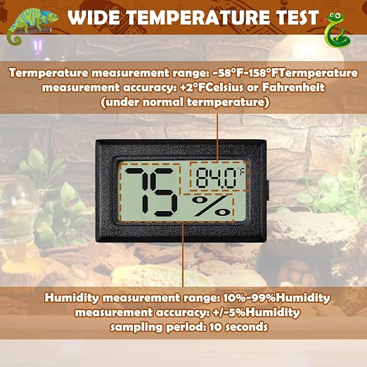 Vodolo Reptile Thermometer and Humidity Gauge, Chameleon Cage, Tree Frog - Image 3