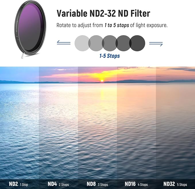 NEEWER HD True Colors 72mm Variable ND Filter ND2-512, VND Filter & Magnetic - Image 3