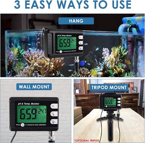 2 in 1 Temperature pH Monitor Meter Tester Sensor test Kit 0~14.0 pH Automatic - Image 2