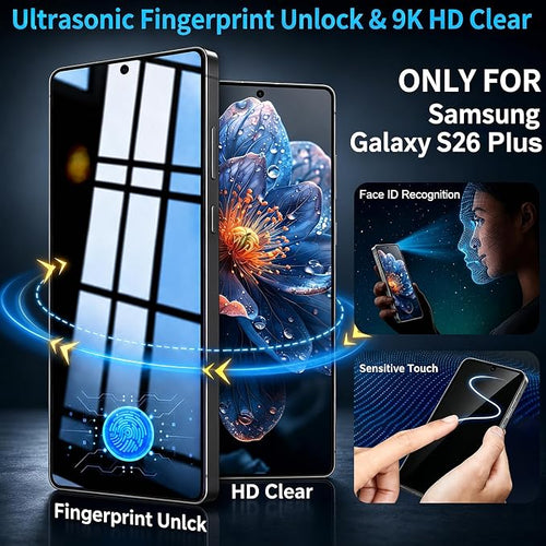2+2 Pack for Galaxy S26 Plus Privacy Screen Protector and Lens Protector - Image 2