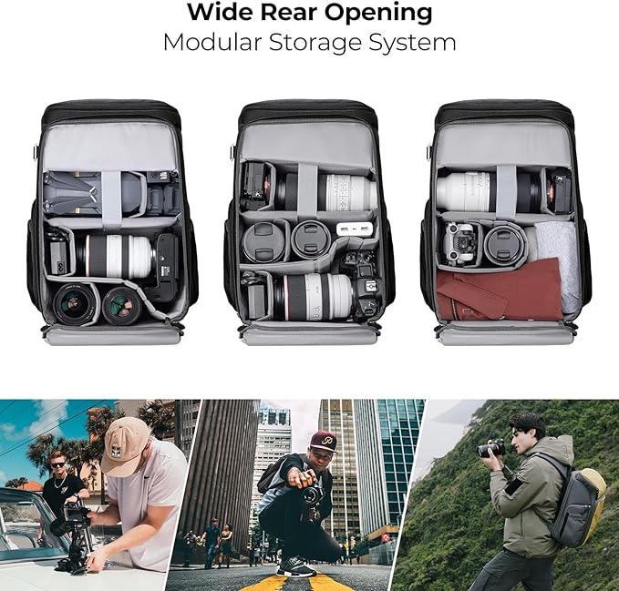 K&F CONCEPT Professional Camera Backpack, Large Photography Backpack Expandable - Image 3