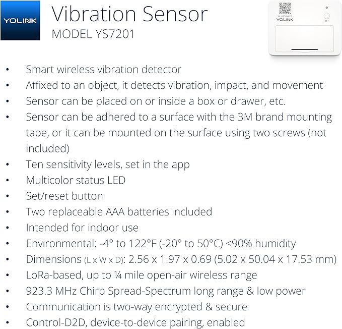 YoLink LoRa Smart Vibration Sensor & Hub Starter Kit: Hub & Smart Shock - Image 3