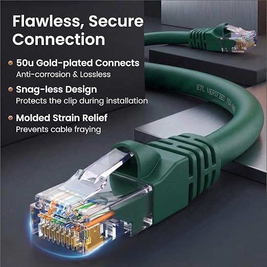 GEARit Cat 6 Ethernet Patch Cable 1 ft Green Cat6 Patch Cables 1ft - Image 4