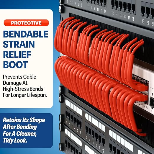 Everest Ultra Slim Cat6a Ethernet Patch Cables 15ft Orange - Image 3