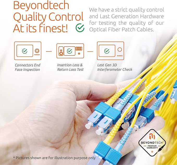 BEYONDTECH 20m LC to LC Fiber Patch Cable – UPC Single-Mode Duplex Fiber Optic - Image 6