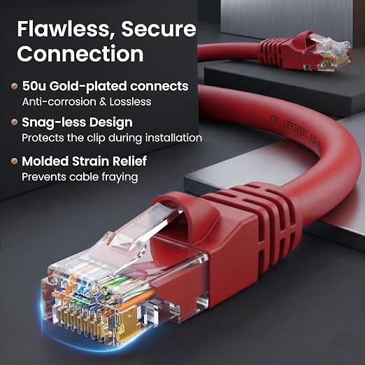 GEARit Cat 6 Ethernet Patch Cable 2 ft Red Cat6 Patch Cables 2ft Red/Ethernet - Image 4