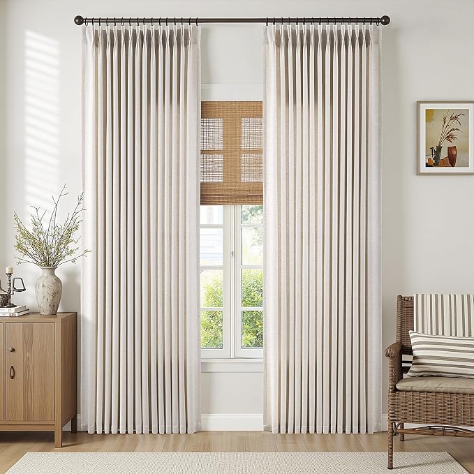 Memory Trained Pinch Pleated Curtains 102 Inches Long, Viral Linen Pinch Pleat - Image 2
