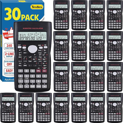30 Pack Scientific Calculators, 2-Line Large Screen Display 240 Functions by YesBes