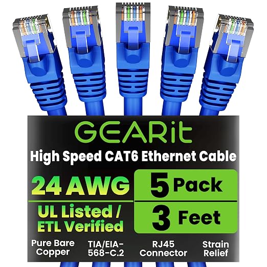 GEARit Cat 6 Ethernet Patch Cable 3 ft Blue by GEARit