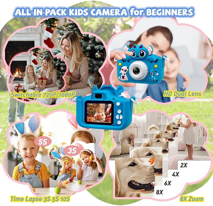 Kids Camera 2PCS Toddler Digital Camera Little Girls Toy Camera - Image 4