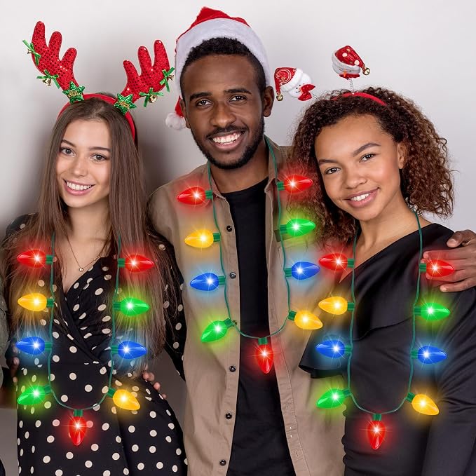 Blowata 9PCS Christmas Light Necklace Light up, 3 Modes Christmas Necklace - Image 6