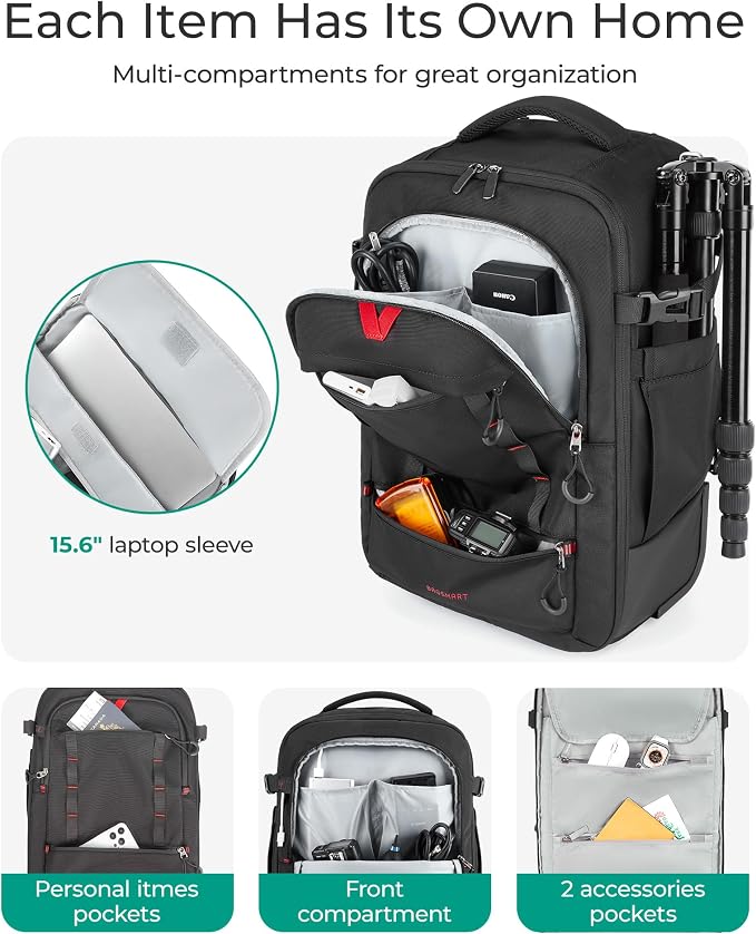 BAGSMART Rolling Camera Bag for DSLRs, Professional Large Camera Backpacks for - Image 3