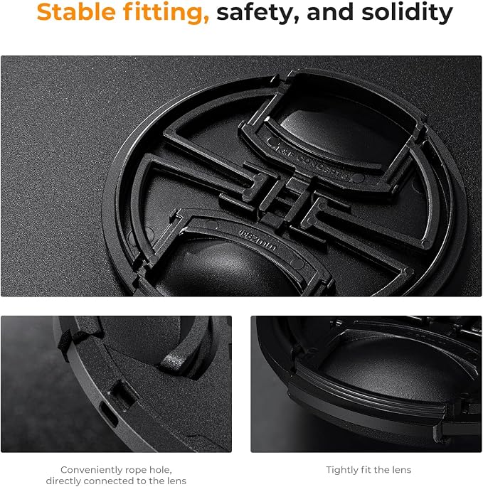 K&F Concept 77mm Lens Cap, 9-in-1 Center Pinch Lens Cover + Anti-Loss Keeper - Image 5