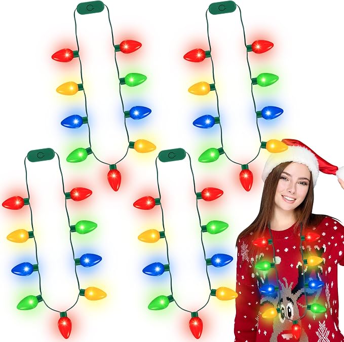 QZYL 8 Pack Christmas Necklace Light Up, Colorful Christmas Party Favor - Image 8