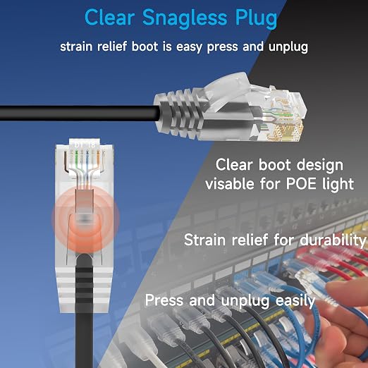 Cat6a Slim Ethernet Patch Cable 10 ft, Cat6a Patch Cable - Image 4