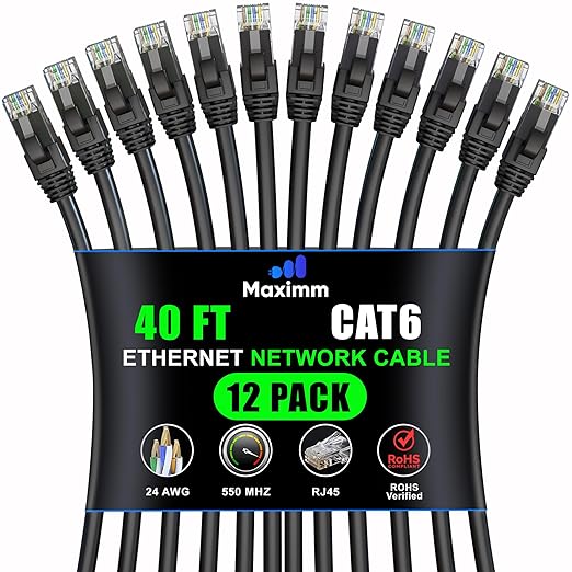 Maximm Cat 6 Ethernet Cable - 40 ft - High-Speed LAN by MaximmCable