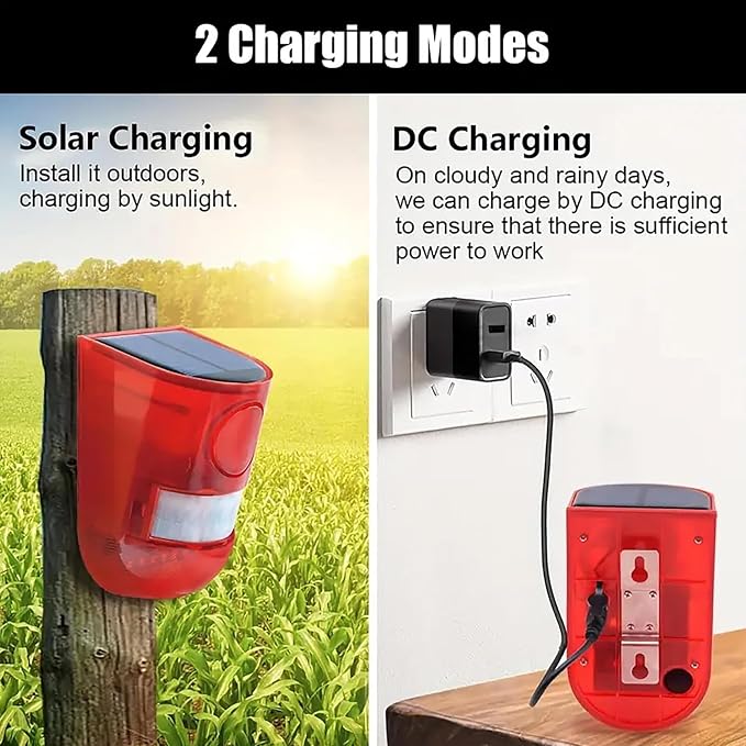 Solar Sound & Light Alarm Outdoor Motion Sensor, 129db Siren Sound Alert - Image 4