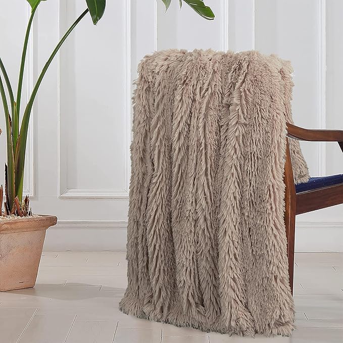 Tuddrom Decorative Extra Soft Faux Fur Throw Blanket 70"x78", Solid Reversible - Image 5