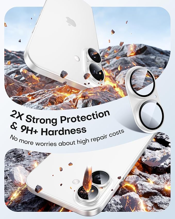 TAURI 2 Pack for iPhone 16/16 Plus Camera Lens Protector, Full Coverage - Image 2