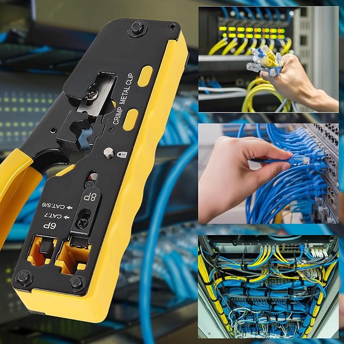 RJ45 Crimp Tool Kit with Network Cable Tester All-in-One Pass Through Ethernet - Image 7