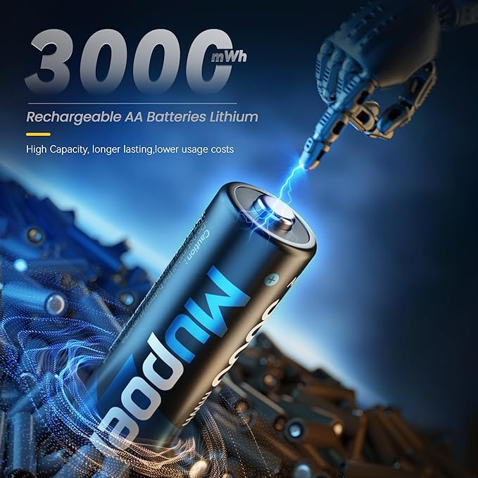 24 Pack Rechargeable AA Batteries Lithium - Image 2