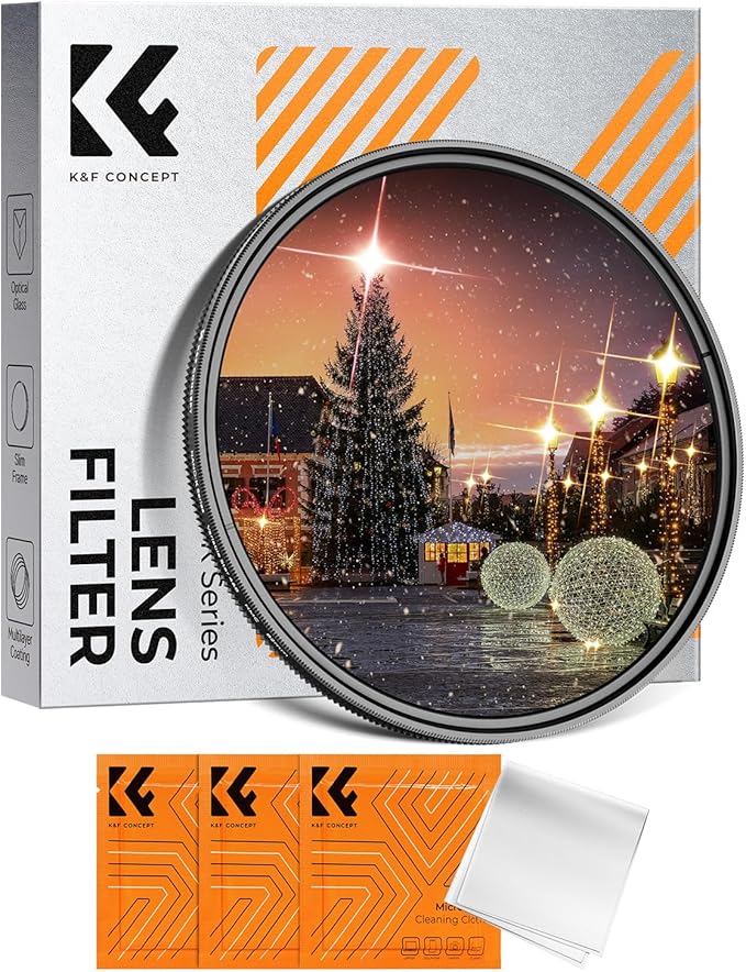 K&F CONCEPT 58mm Variable Star Filter Cross Screen Starburst Filter 4, 8 Points by KFCONCEPT