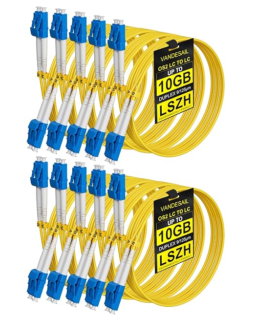 5M LC to LC Single Mode Fiber Patch Cable, 10 Pack OS2 LC to LC Fiber Patch by VANDESAIL