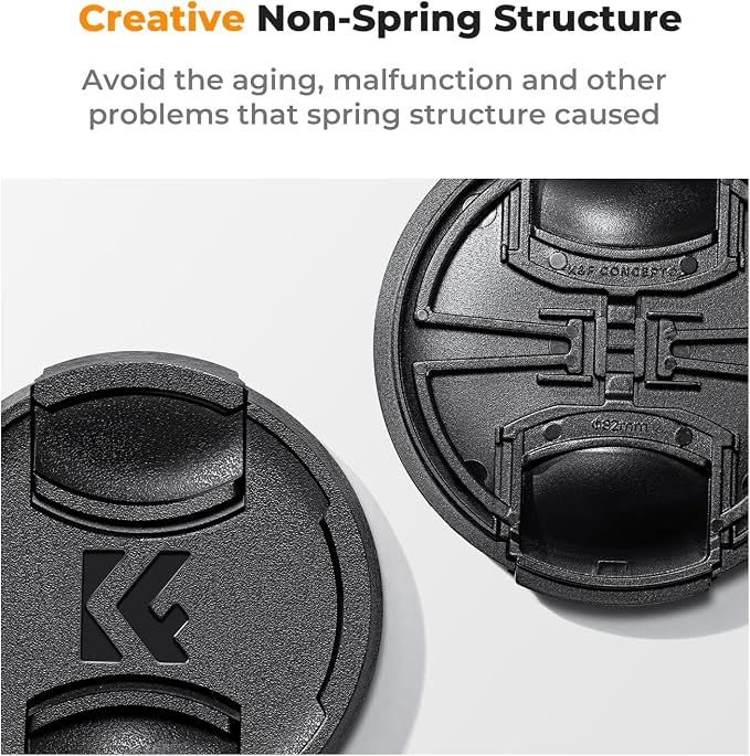 K&F Concept 58mm Lens Cap, 9-in-1 Center Pinch Lens Cover + Anti-Loss Keeper - Image 3