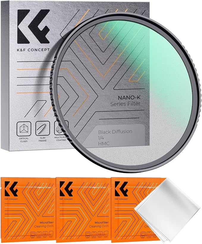 K&F CONCEPT 43mm Black Diffusion 1/4 Filter Mist Cinematic Effect Filter by KFCONCEPT
