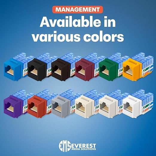 Everest 90° Angled RJ45 Cat5e Keystone Jacks 50-Pack in White - Image 7