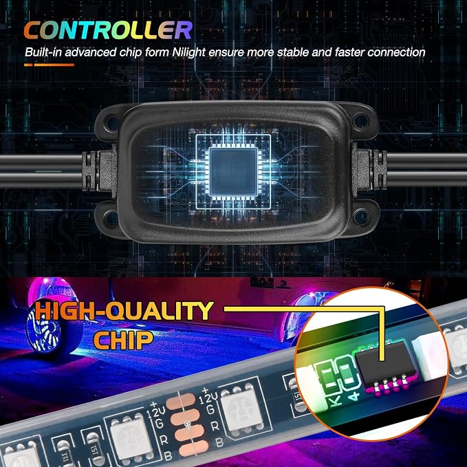 Nilight 4PCS 17.5inch Double Row LED Wheel Ring Lights RGB - Image 2